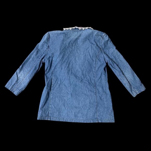 Vintage Blazer Jacket Floral Lace 1990s Carols Denims 1XL Romantic Cottagecore - Picture 3 of 10